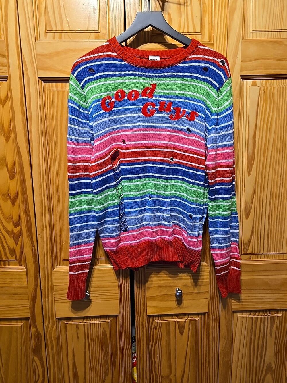 Chucky Good Guys Distressed Cosplay Costume Sweater Sz M Women's Halloween
